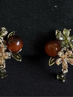 Brown Floral Cluster Stud Earrings - Elegant Women’s Jewelry